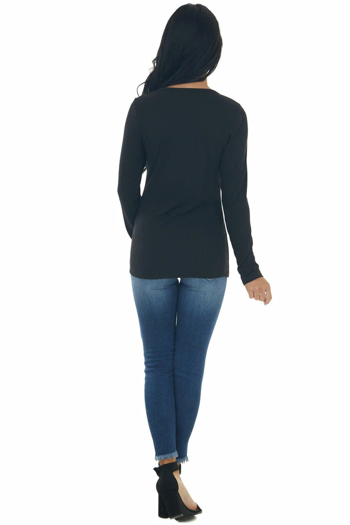 Vanilla Bay Black Ribbed Long Sleeve Henley Top 9 Vanilla Bay Black Ribbed Long Sleeve Henley Top