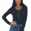 Vanilla Bay Black Ribbed Long Sleeve Henley Top