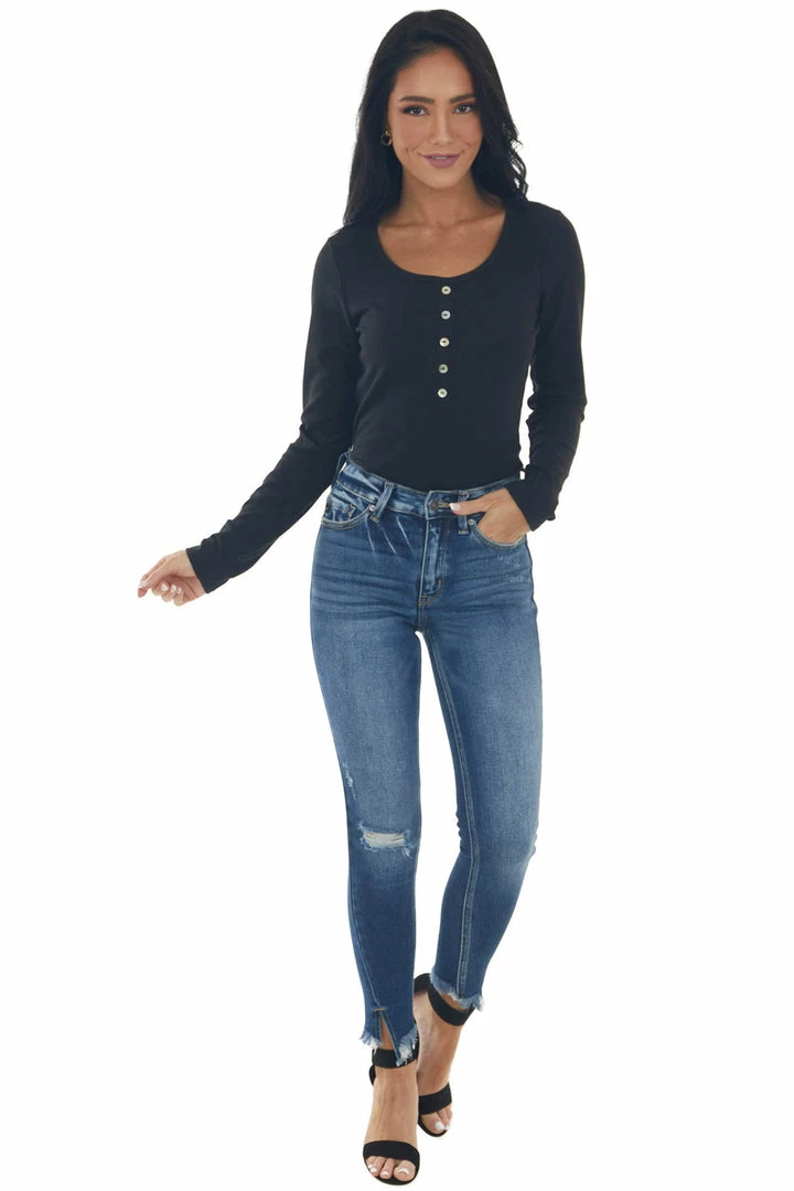 Vanilla Bay Black Ribbed Long Sleeve Henley Top 5 Vanilla Bay Black Ribbed Long Sleeve Henley Top