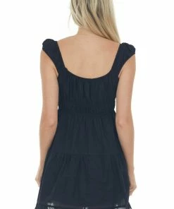 HYFVE Dresses Black Ruched Bust Sleeveless Ruffle Hem Dress 12 HYFVE Dresses Black Ruched Bust Sleeveless Ruffle Hem Dress