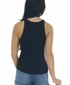 Be Cool Black Scoop Neck Ribbed Fitted Tank Top 12 Be Cool Black Scoop Neck Ribbed Fitted Tank Top