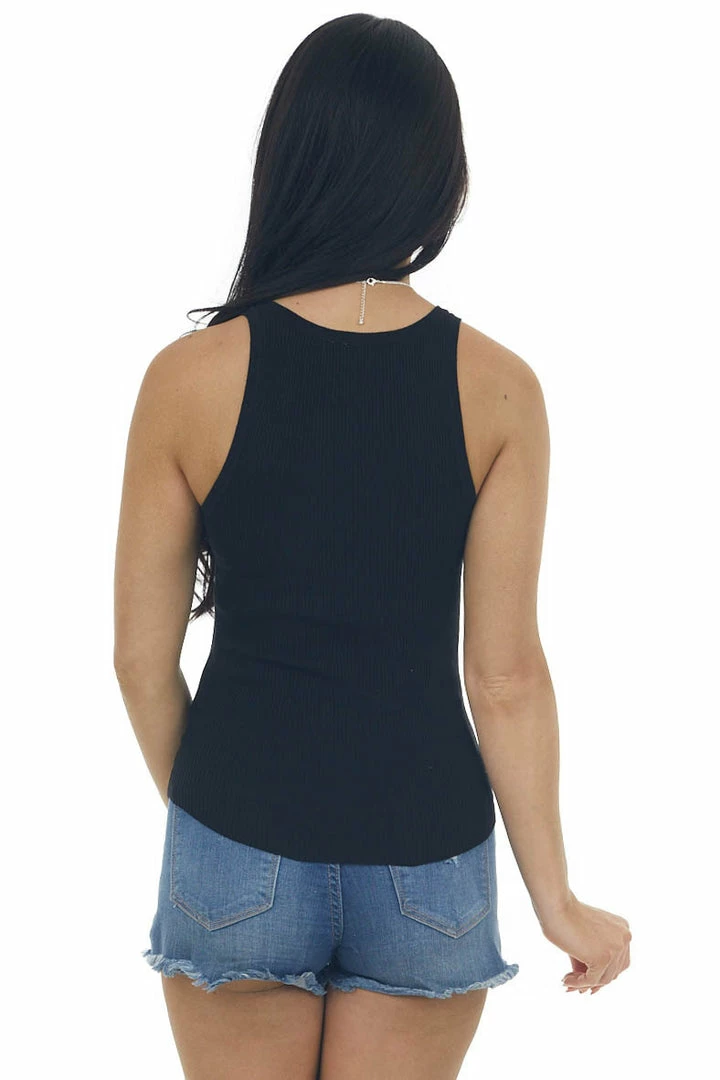 Be Cool Black Scoop Neck Ribbed Fitted Tank Top 7 Be Cool Black Scoop Neck Ribbed Fitted Tank Top