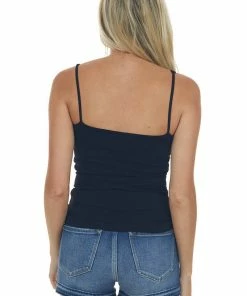 By Together Black Seamless Solid Scoop Neck Knit Tank Top Tops