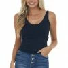 By Together Black Seamless Solid Scoop Neck Knit Tank Top Tops