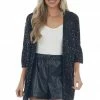 Hayden Black Shimmery Sequin Bell Sleeve Woven Kimono