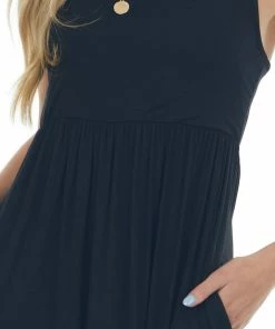 Vanilla Bay Dresses Black Sleeveless Babydoll Knit Maxi Dress