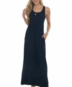 Vanilla Bay Dresses Black Sleeveless Babydoll Knit Maxi Dress
