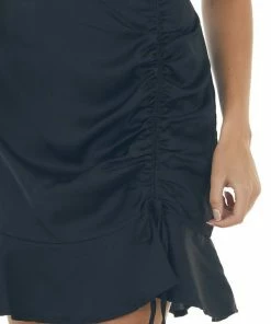 She + Sky Black Sleeveless Cowl Neckline Short Dress