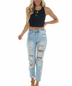 Peach Love Black Sleeveless Strappy Open Back Crop Top Tops