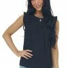 L Love Tank Tops Black Sleeveless Top With Keyhole Detail