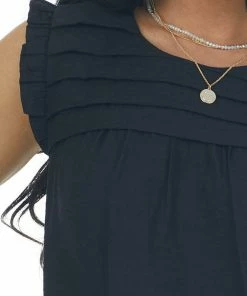 L Love Tank Tops Black Sleeveless Top With Keyhole Detail