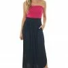 Ninexis Bottoms Black Smocked Waist Curved Hem Slit Maxi Skirt 1 Ninexis Bottoms Black Smocked Waist Curved Hem Slit Maxi Skirt