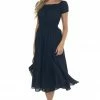 HYFVE Black Smocked Waist Peasant Style Midi Dress Dresses