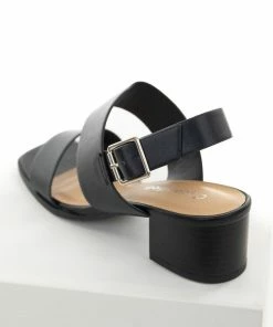FORTUNE DYNAMIC Shoes Black Square Toe Sling Back Heeled Sandals