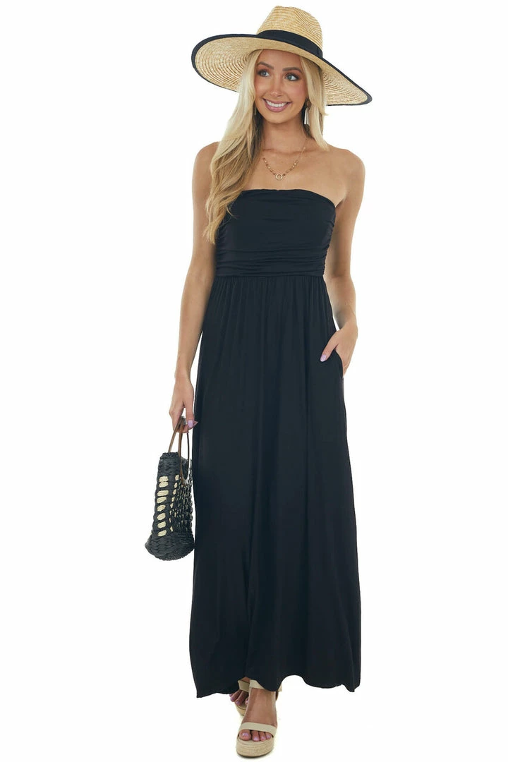 HEIMISH Black Strapless Stretchy Knit Maxi Dress 4 HEIMISH Black Strapless Stretchy Knit Maxi Dress