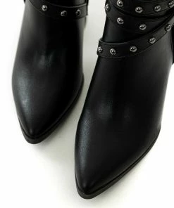 JP ORIGINAL CORP Shoes Black Strappy Studded Pointed Toe Booties 21 JP ORIGINAL CORP Shoes Black Strappy Studded Pointed Toe Booties
