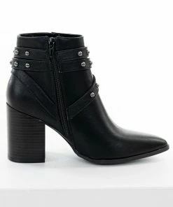 JP ORIGINAL CORP Shoes Black Strappy Studded Pointed Toe Booties 18 JP ORIGINAL CORP Shoes Black Strappy Studded Pointed Toe Booties