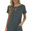 HEIMISH Dresses Black Stripe Printed Short Sleeve Swing Dress