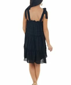 Sweet Lovely Black Striped Sleeveless Tiered Short Woven Dress Dresses 24 Sweet Lovely Black Striped Sleeveless Tiered Short Woven Dress Dresses