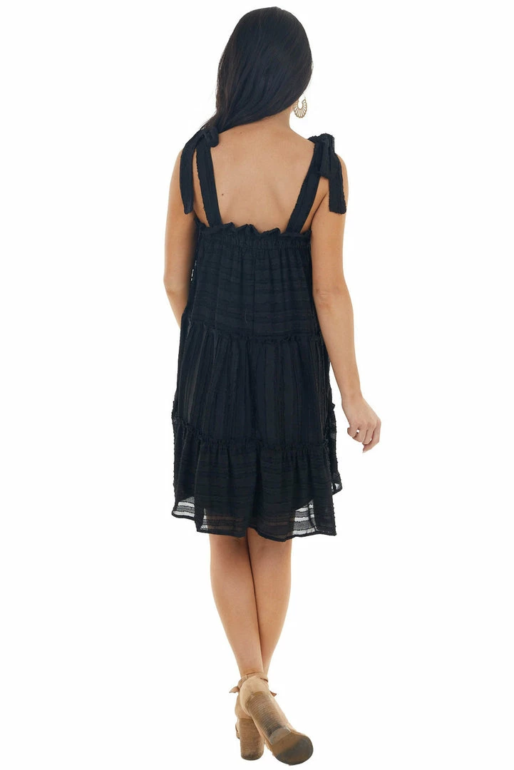 Sweet Lovely Black Striped Sleeveless Tiered Short Woven Dress Dresses 9 Sweet Lovely Black Striped Sleeveless Tiered Short Woven Dress Dresses