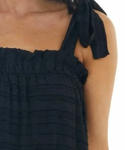 Sweet Lovely Black Striped Sleeveless Tiered Short Woven Dress Dresses 25 Sweet Lovely Black Striped Sleeveless Tiered Short Woven Dress Dresses