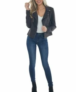 Mittoshop Black Suede Asymmetrical Zipper Moto Jacket