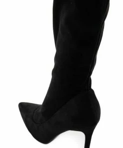 CJ Shoes Black Suede Stiletto Heel Thigh High Boots