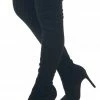 CJ Shoes Black Suede Stiletto Heel Thigh High Boots