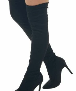 CJ Shoes Black Suede Stiletto Heel Thigh High Boots