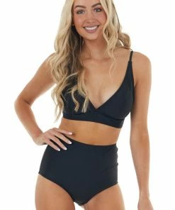 Trend Notes Black Super High Waisted Triangle Bikini