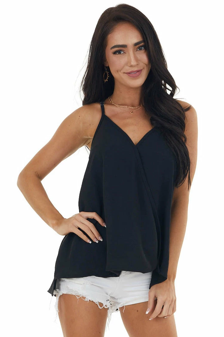 143 Story Black Surplice Wrap Sleeveless Camisole Tops 3 143 Story Black Surplice Wrap Sleeveless Camisole Tops