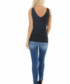 Nikibiki Black Tank Top With Dual Neckline Tops