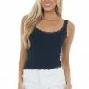 DYNAMIC Black Textured Eyelash Lace Cropped Tank