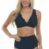 Beach Joy Bikini Black Textured Scalloped High Waisted Bikini Accessories 1 Beach Joy Bikini Black Textured Scalloped High Waisted Bikini Accessories