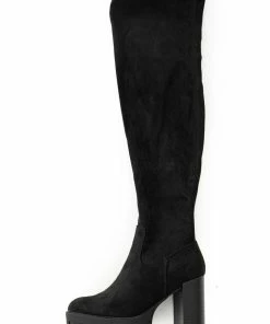 JP ORIGINAL CORP Shoes Black Thigh High Suede High Heel Lug Boots