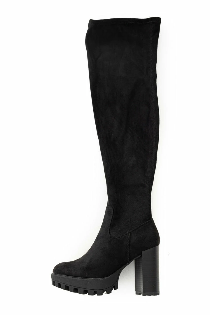 JP ORIGINAL CORP Shoes Black Thigh High Suede High Heel Lug Boots 4 JP ORIGINAL CORP Shoes Black Thigh High Suede High Heel Lug Boots