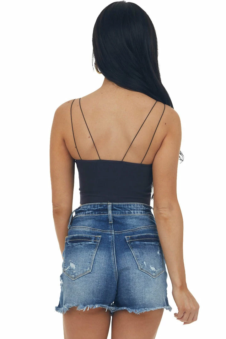 By Together Black Thin Spaghetti Strap Ribbed Knit Brami 7 By Together Black Thin Spaghetti Strap Ribbed Knit Brami