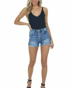 HYFVE Tops Black V Neck Lightweight Ribbed Knit Tank Top