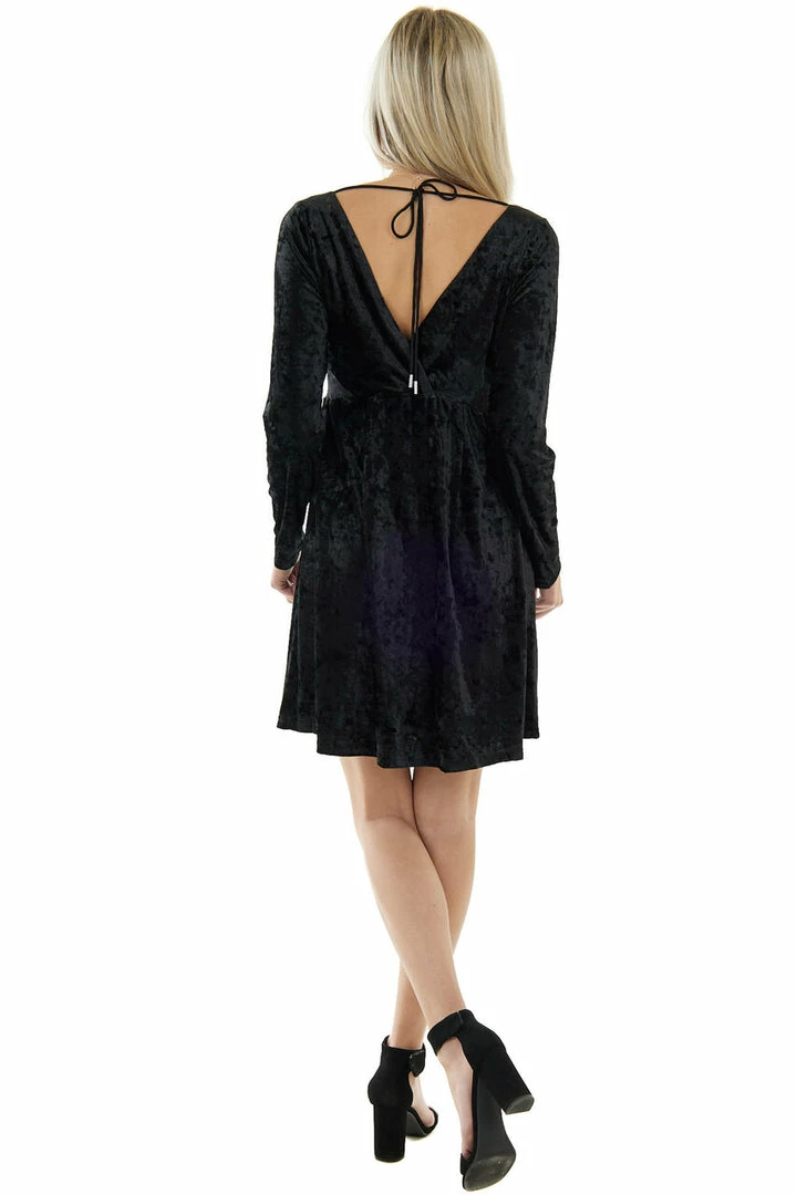 Umgee Dresses Black Velvet V Neck Lace Trim Short Dress 8 Umgee Dresses Black Velvet V Neck Lace Trim Short Dress