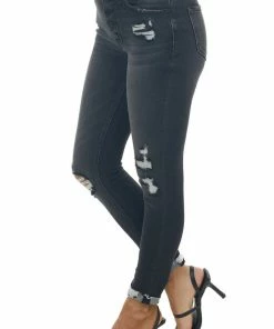 KanCan Black Washed High Rise Distressed Jeans
