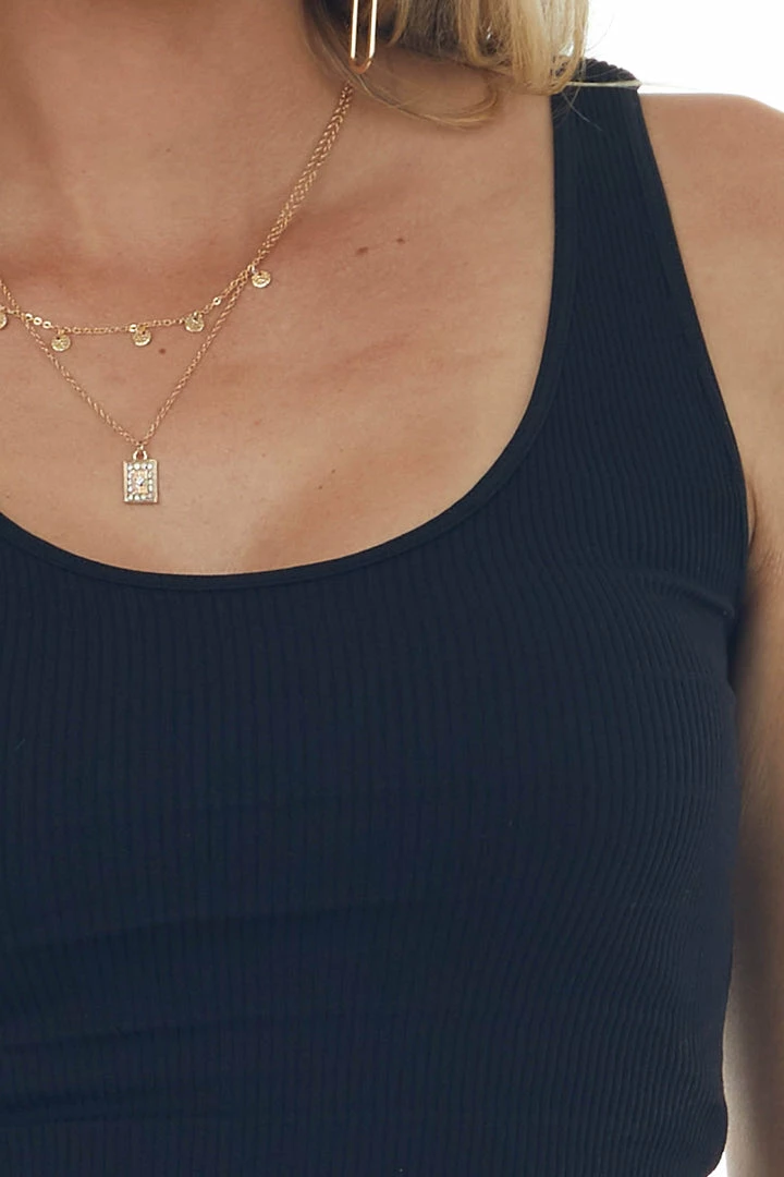 By Together Black Washed Scoop Neck Ribbed Knit Brami 8 By Together Black Washed Scoop Neck Ribbed Knit Brami