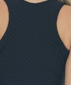 Entro Tops Black Weave Texture Stretchy Knit Tank Top