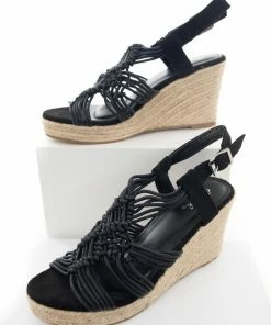 East Lion Corp. Shoes Black Woven Cord Espadrille Wedges