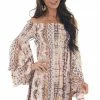 Illa Illa Blush Abstract Print Off Shoulder Mini Dress Dresses