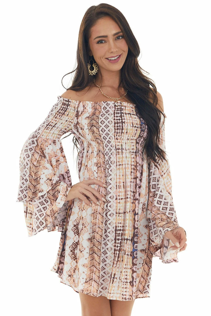 Illa Illa Blush Abstract Print Off Shoulder Mini Dress Dresses 3 Illa Illa Blush Abstract Print Off Shoulder Mini Dress Dresses