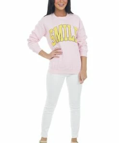 Rosemead Tops Blush And Sunshine 'Smile' Graphic Sweatshirt 14 Rosemead Tops Blush And Sunshine 'Smile' Graphic Sweatshirt