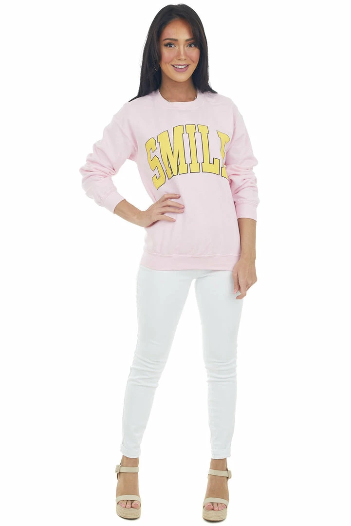 Rosemead Tops Blush And Sunshine 'Smile' Graphic Sweatshirt 7 Rosemead Tops Blush And Sunshine 'Smile' Graphic Sweatshirt
