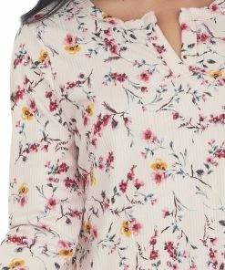 Staccato Blush Floral Print Notch Neck Ribbed Knit Top 25 Staccato Blush Floral Print Notch Neck Ribbed Knit Top