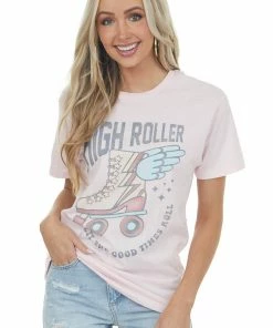 Lotus Fashion Tops Blush'High Roller' Roller Blade Graphic Tee