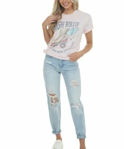 Lotus Fashion Tops Blush 'High Roller' Roller Blade Graphic Tee